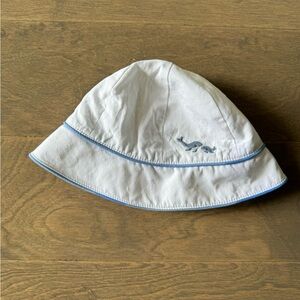 White Kids Bucket Hat with Blue Trim